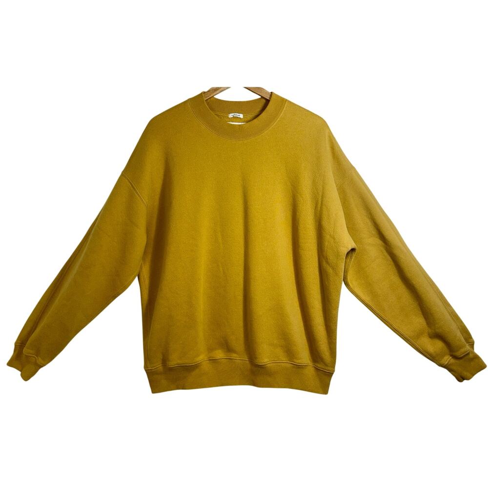 Abercrombie & Fitch Soft AF Fleece Yellow Oversized Crew Neck Sweatshirt Size M